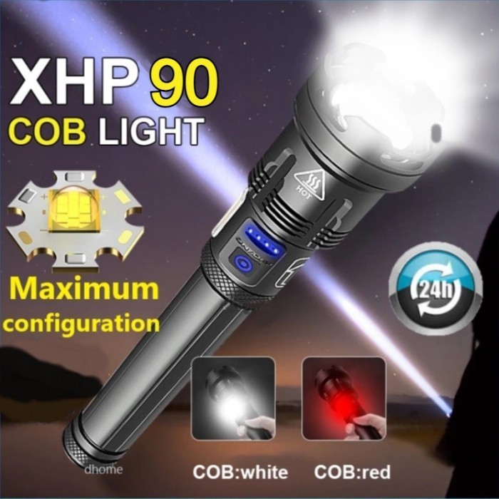 Senter Swat Led Super Terang XHP-90 Zoom High Power USB Rechargeable