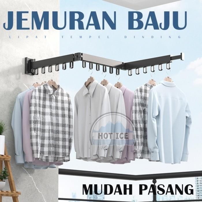 Jemuran Dinding Baju Aluminium Jemuran Lipat Gantung