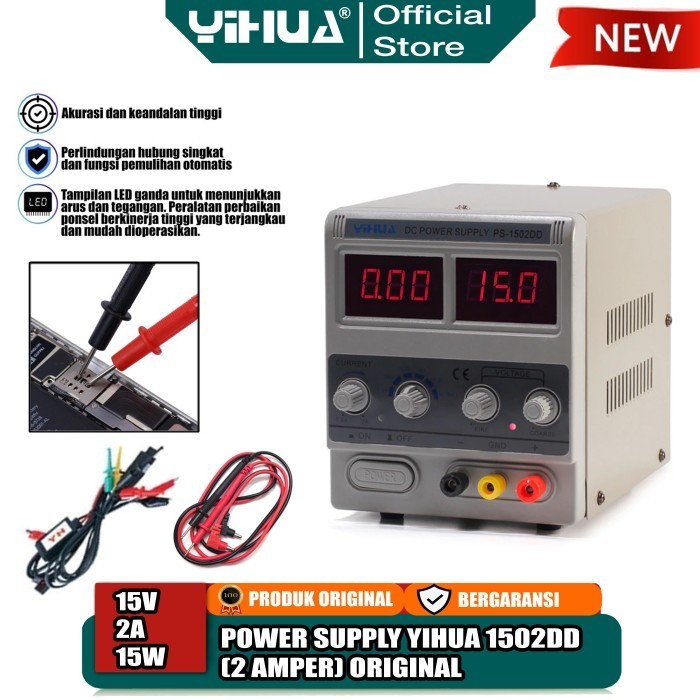 Yihua 1502Dd Led Dc Power Supplay Digital Hp Ponsel 2 Amper 2A 15V Or
