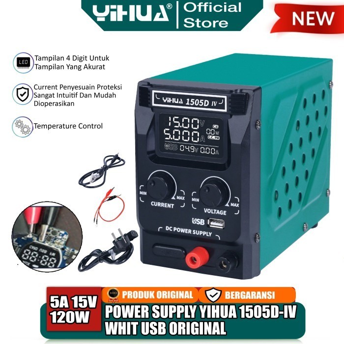 Yihua 1505D-Iv Power Supply Digital Hp Usb Fast Charge 15V 5A Original