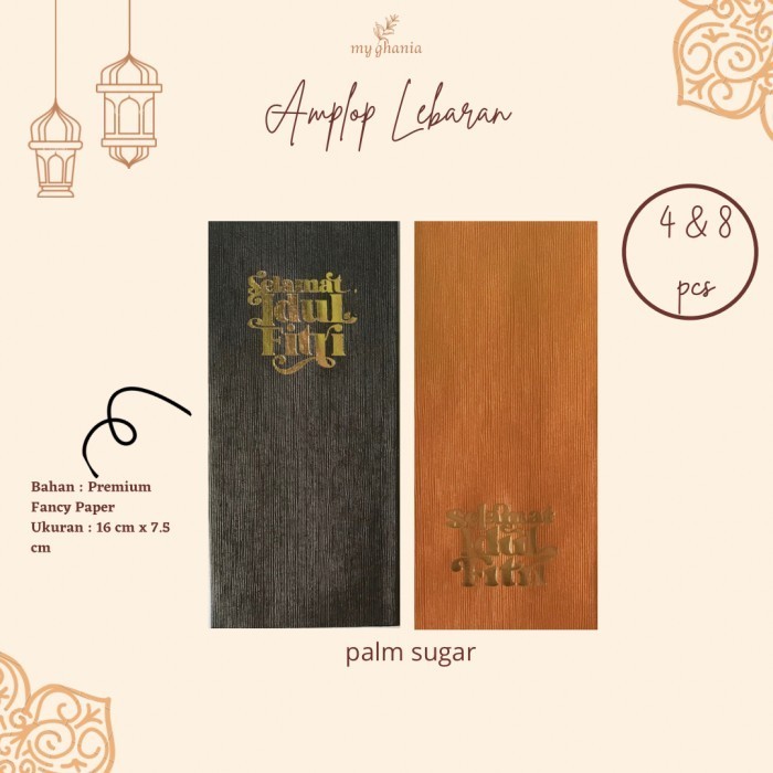 

Limited Amplop Lebaran Unik Lucu Eksklusif Panjang Polos / Amplop Idul Fitri - Palm Sugar 8pcs Baru!