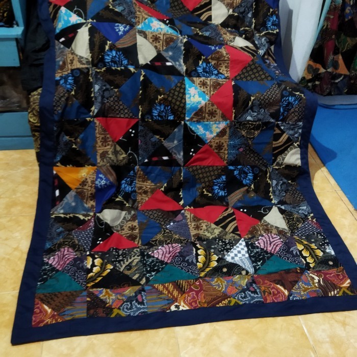 selimut perca batik kombinasi kain katun polos 180x200