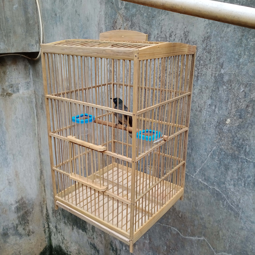 Sangkar Burung Kecil Size M AMBRUKAN Full Bambu untuk Kenari, Kutilang, Trucukan, dll