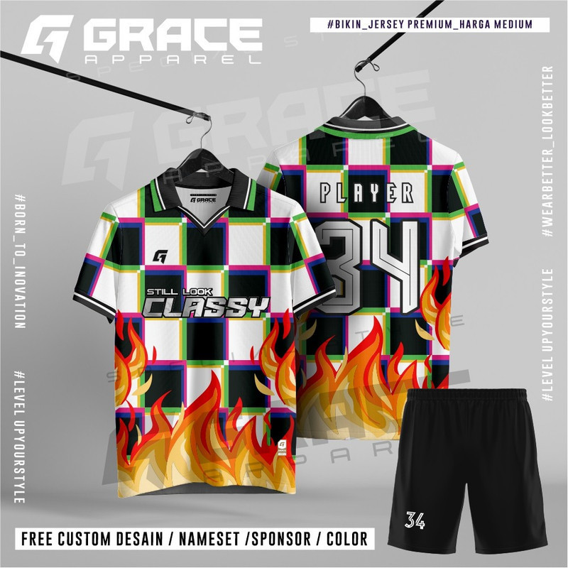 PREMIUM JERSEY KAOS SANTAI BERKERAH API KOTAK CATUR KAOS RETRO VINTAGE KERAH