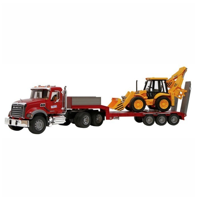 Bruder 2813 - MACK e Low loader and JCB 4CX - Mainan Anak