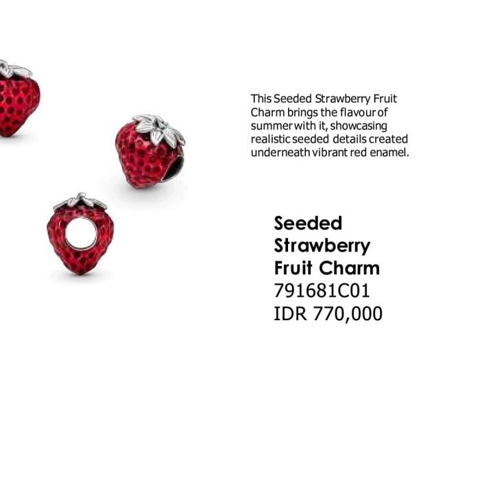 PANDORA SEEDED STRAWBERRY CHARM GELANG ORI