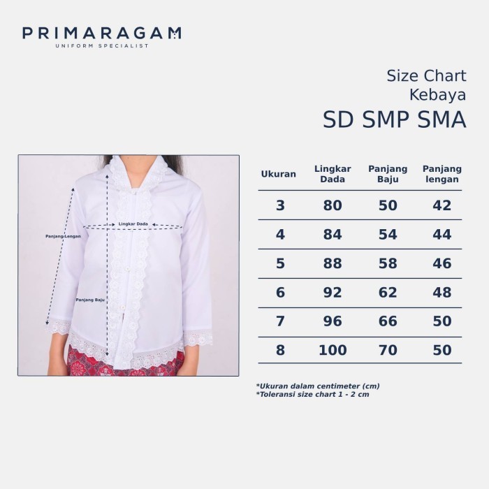 BARANG TERVIRAL KEBAYA ANAK PEREMPUAN MODERN SD SMP SMA ADAT SUNDA ENCIM PUTIH READYY