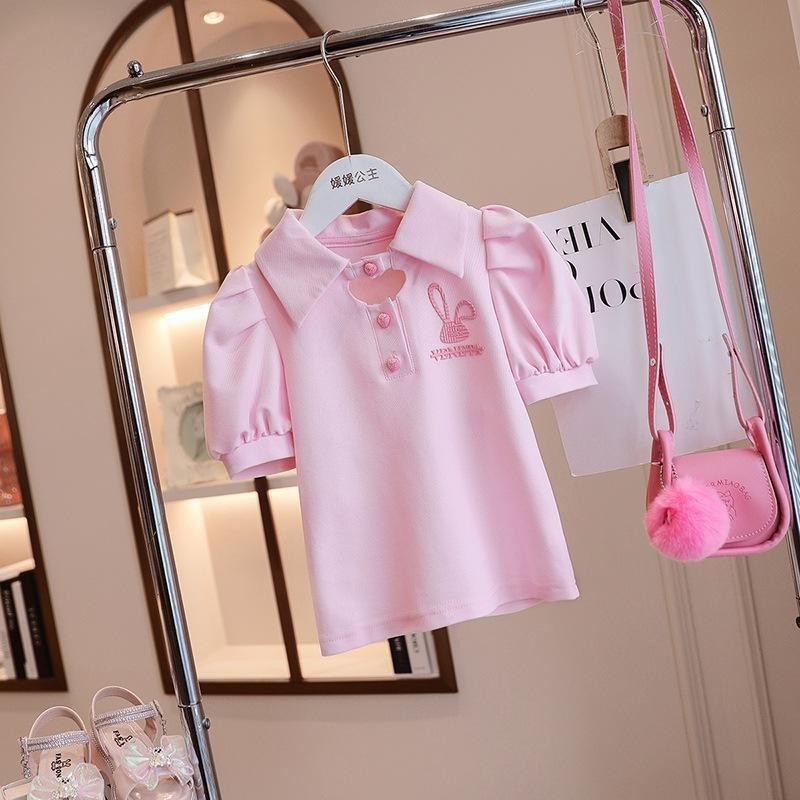 Girls' New Western Style Puff SleevesPoloShirt
