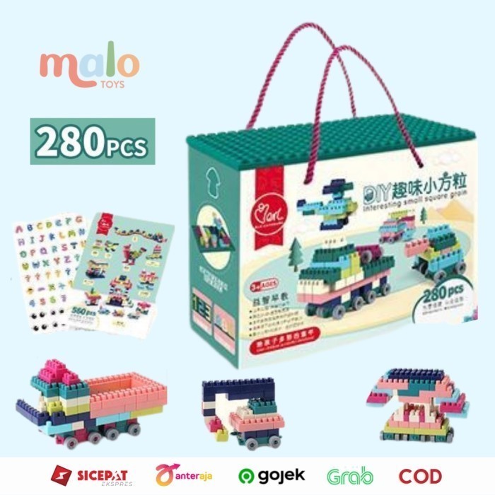 BRICKS 280PCS 380PCS BLOCKS LEGO DIY SMALL SQUARE GRAIN MALO TOYS
