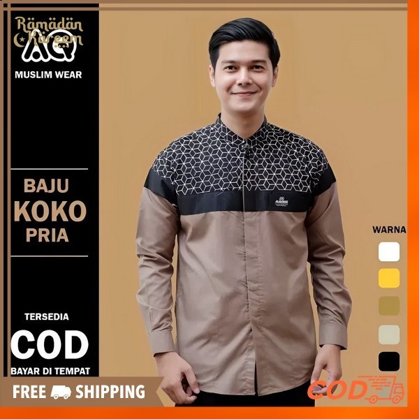 Bju Koko Pria Dewasa Cod Promo Terbaru Kemeja Jumatan Motif Polos Pakaian Muslim Kemko Lebaran 2024 