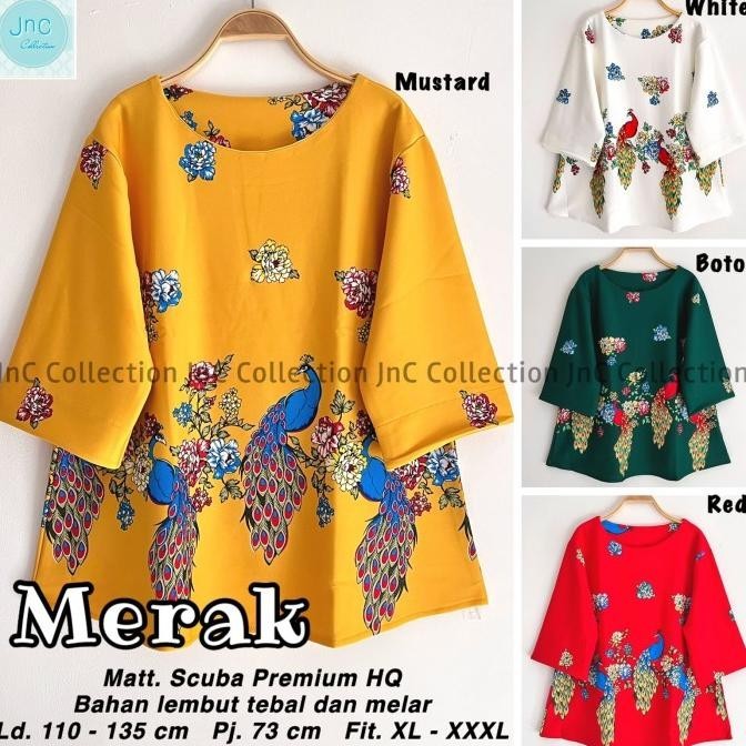 Blouse Atasan Jumbo Scuba Wanita Terbaru - Merak Top