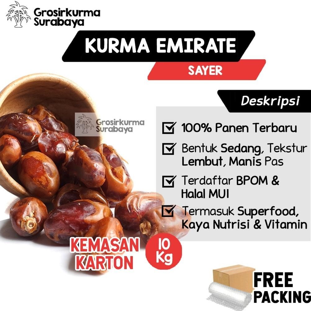 

Tersedia Promo!! Kurma Sayer Gold Emirate 10Kg Kemasan Dus Karton Saad Asli Arab Saudi Bpom Halal Untuk Takjil Puasa