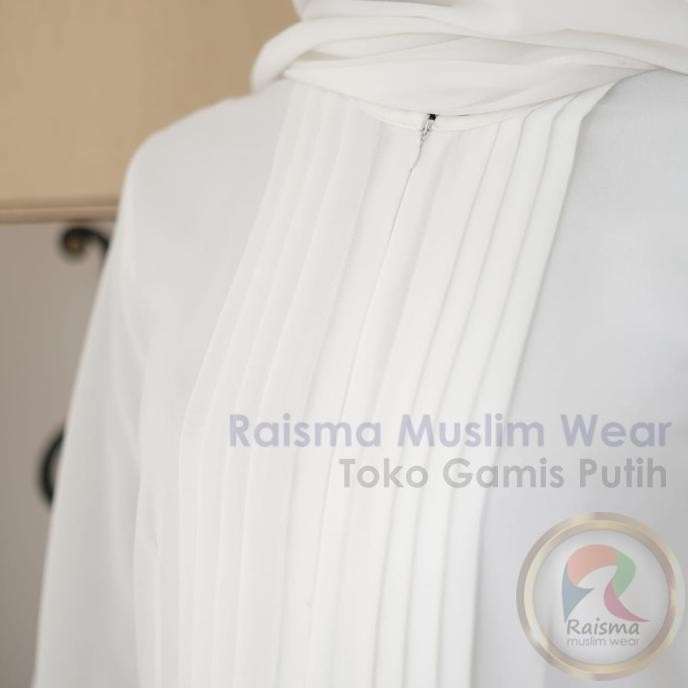 Gamis Putih Syari Set Khimar Warna Putih / Hitam / Bw / Gamis Umroh - M, Putih