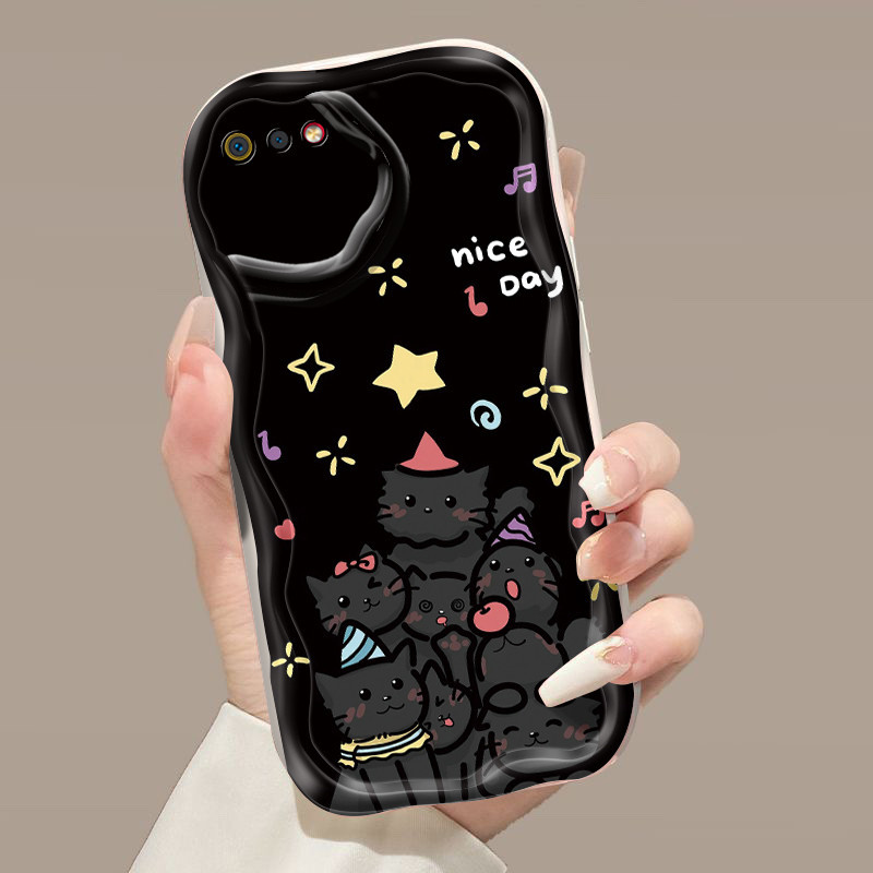 Casing Hp Realme C2 Realme C2s OPPO A1K Case Casing Lucu Gterbaru aestheti Kucing hitam berbulu pola