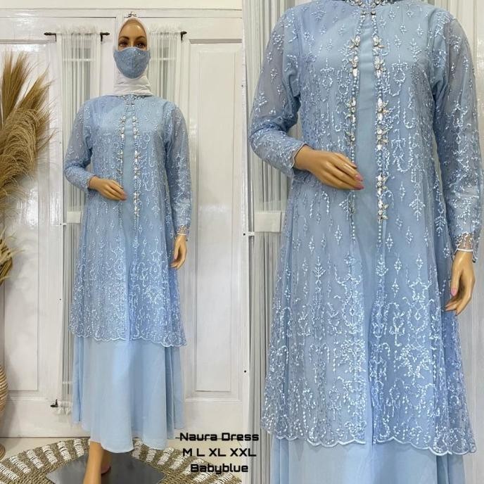 Gamis Wanita Muslim Dress Lebaran Kaftan Tile Brukat Pesta Hijab Jumbo