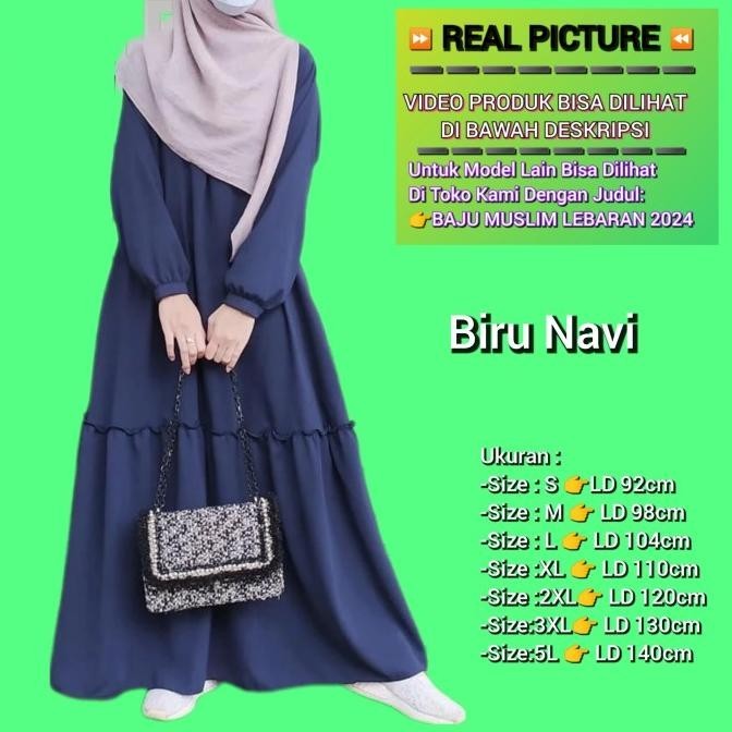 Baju Gamis Jumbo Wanita Dhieya Bigsize Ld 110 120 130 140 Abaya Hitam
