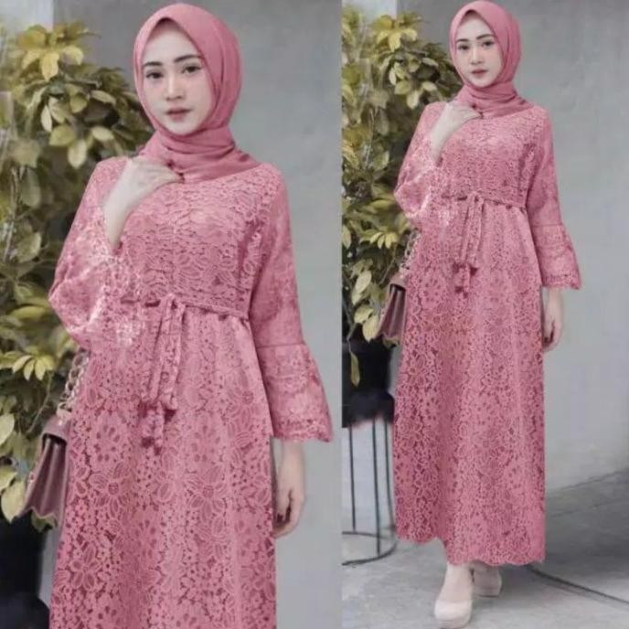 Maxi Yasina/Gamis Full Brukat Tulang/Maxi Dress Muslim/