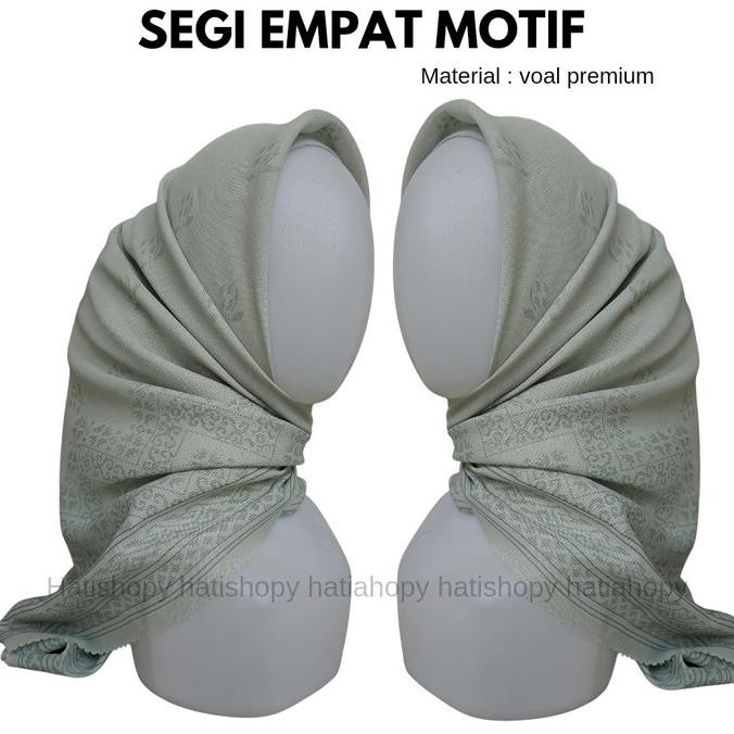 Jilbab Hijab Segi Empat Motif Voal Premium Hatishop Warna Sage