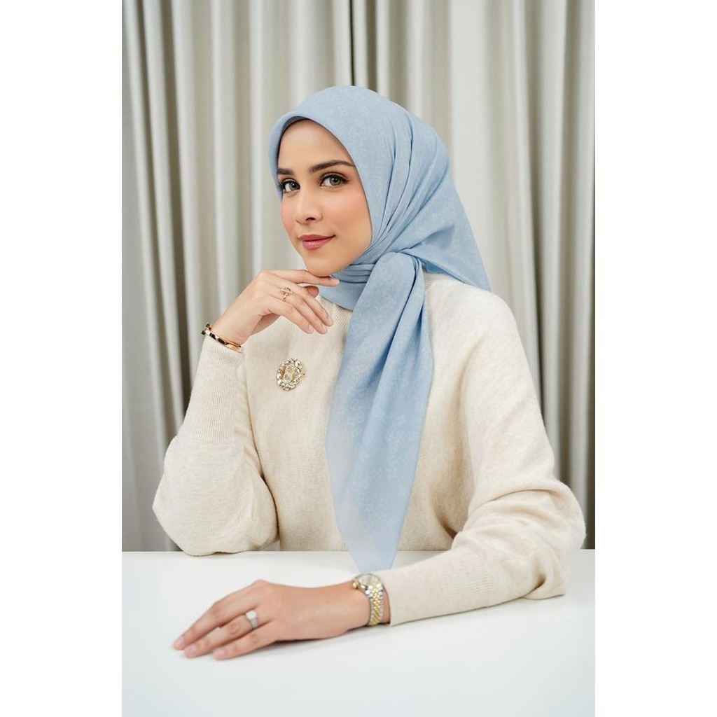Monogram Scramble Voile Square - Sky Blue