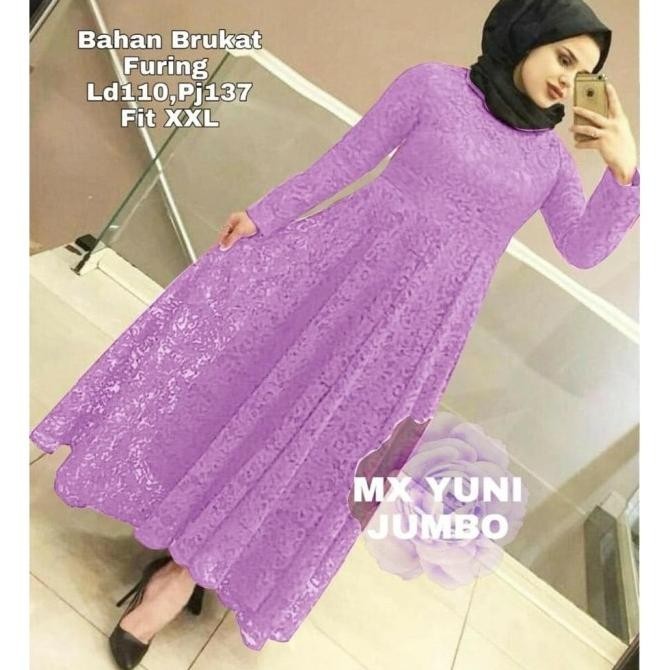 Yuni Jumbo 2Xl Lilac [Gamis 0121] Tji Baju Gamis Wanita Terbaru