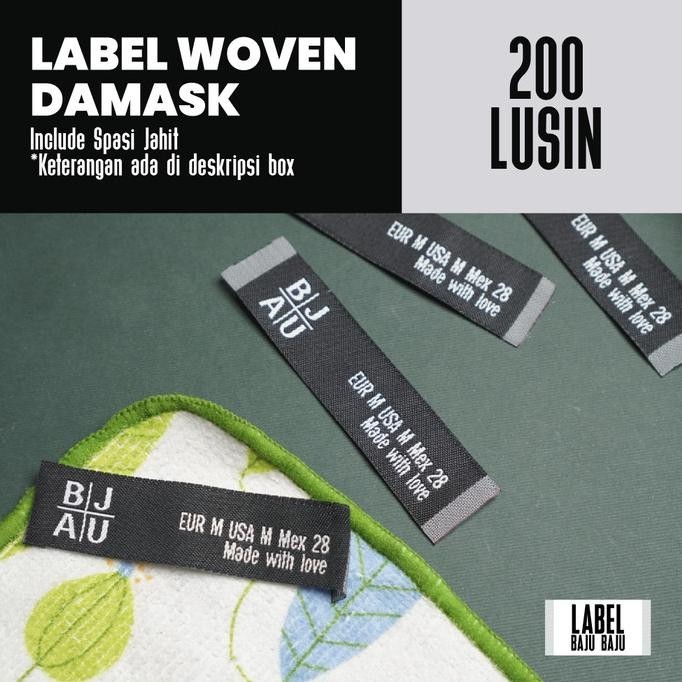 

[ 9X1,25Cm] 1.800Pcs / 2.400Pcs Label Baju Custom Woven Murah