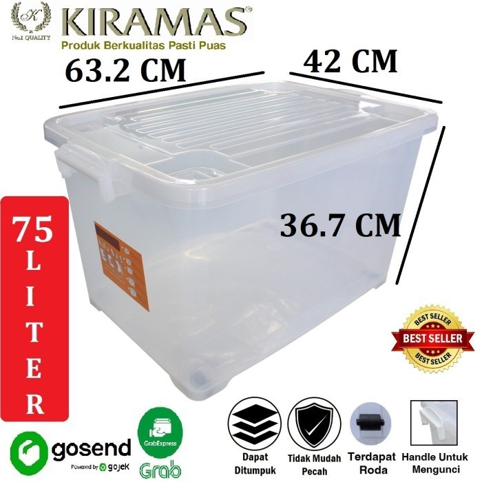 

BEBAS ONGKIR - KIRAMAS Container Box 75 Liter Transparan Putih (By Gojek / Grab)