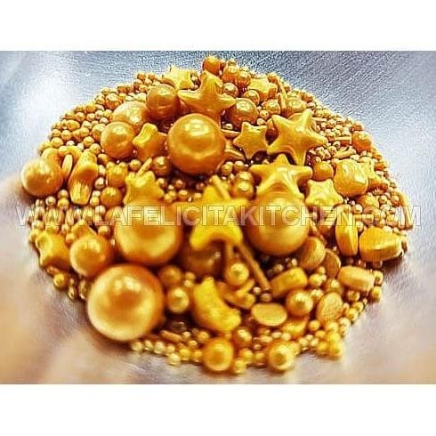 

30G SPRINKLE GOLD MUTIARA BINTANG PEARL SUGAR KUE DEKORASI HIASAN CAKE