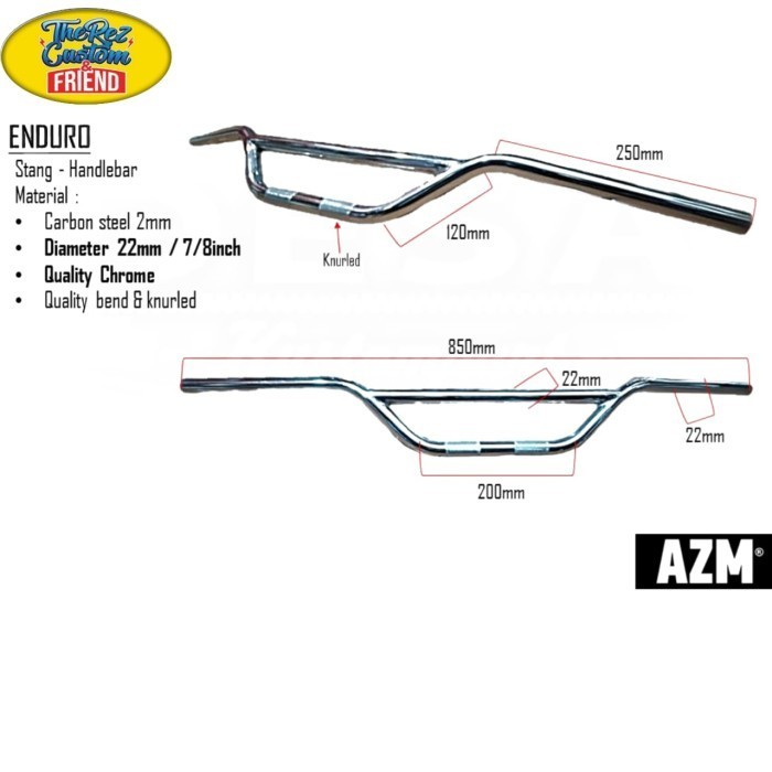 Baru Stang Custom Stang Motor Stang scrambler Stang tracker Enduro Chrome