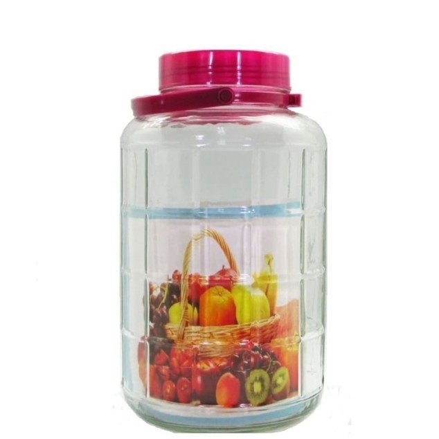 Toples Kaca Kedap Udara dengan Handle 5 Liter - UNGU