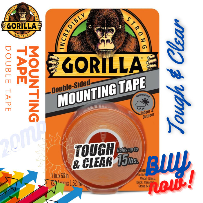 

Isolasi Lakban Gorilla Mounting Double Tape Tough And Clear 1Inch