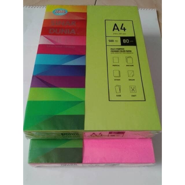 

Sinar Dunia. Kertas Spectra (Kertas Warna) A4 80Gsm.