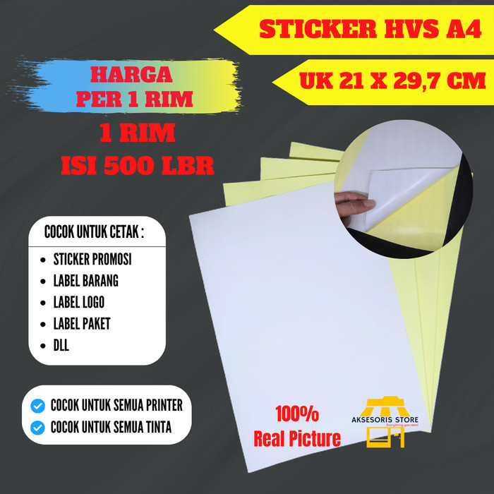 

Stiker Label Hvs A4 Isi 500 Lembar / Sticker Ukuran A4