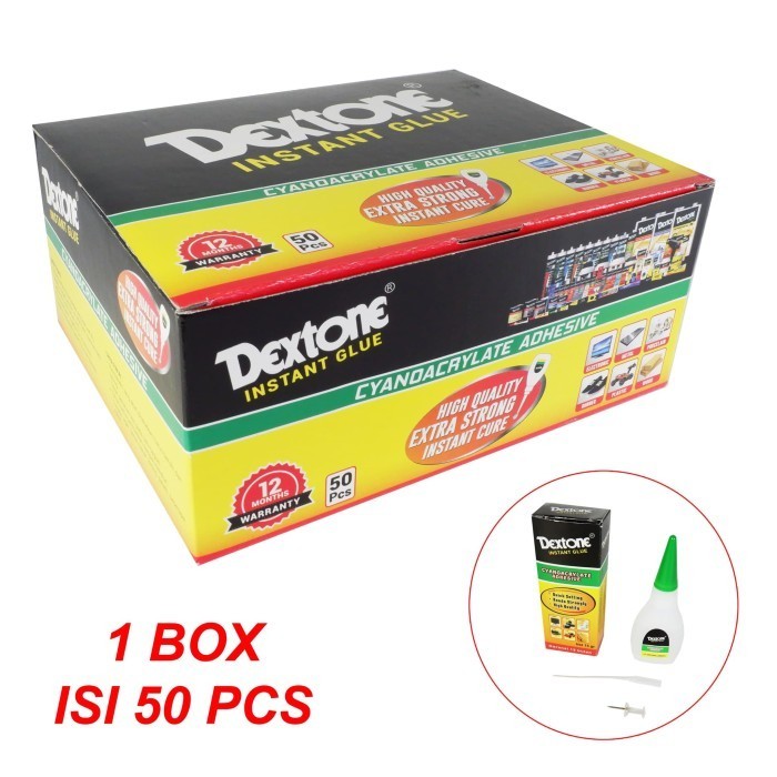 

Super Glue (1 Box Isi 50 Pcs) Lem Dextone Instant Glue Adhesive Korea
