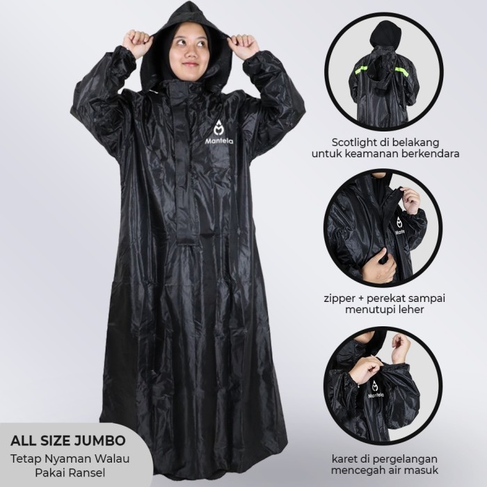 Jas Mantel Hujan Raincoat Ponco Karet Gamis Wanita Muslimah Dewasa DiskonR33A