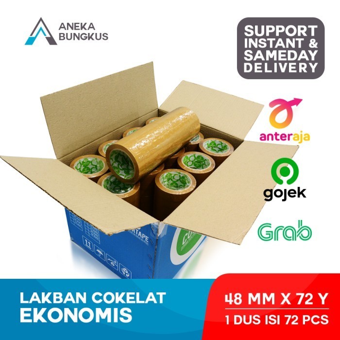 

Lakban Cortape Cokelat 48 Mm X 90 Yard 1 Dus Per Dus Gojek/Grab