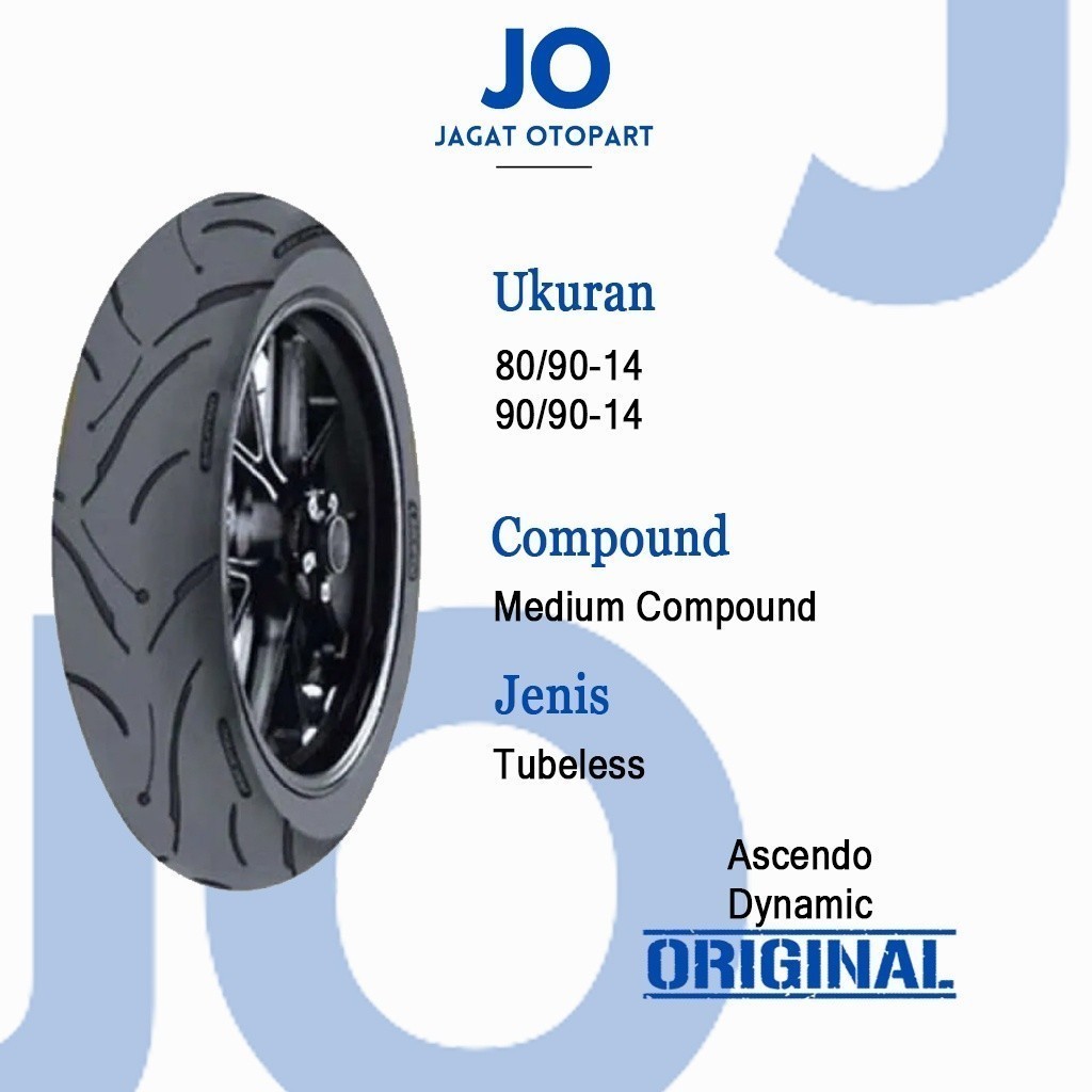 JAGAT BAN LUAR ASCENDO DYNAMIC PRO 04-GR UKURAN 90/90/14 TUBELESS