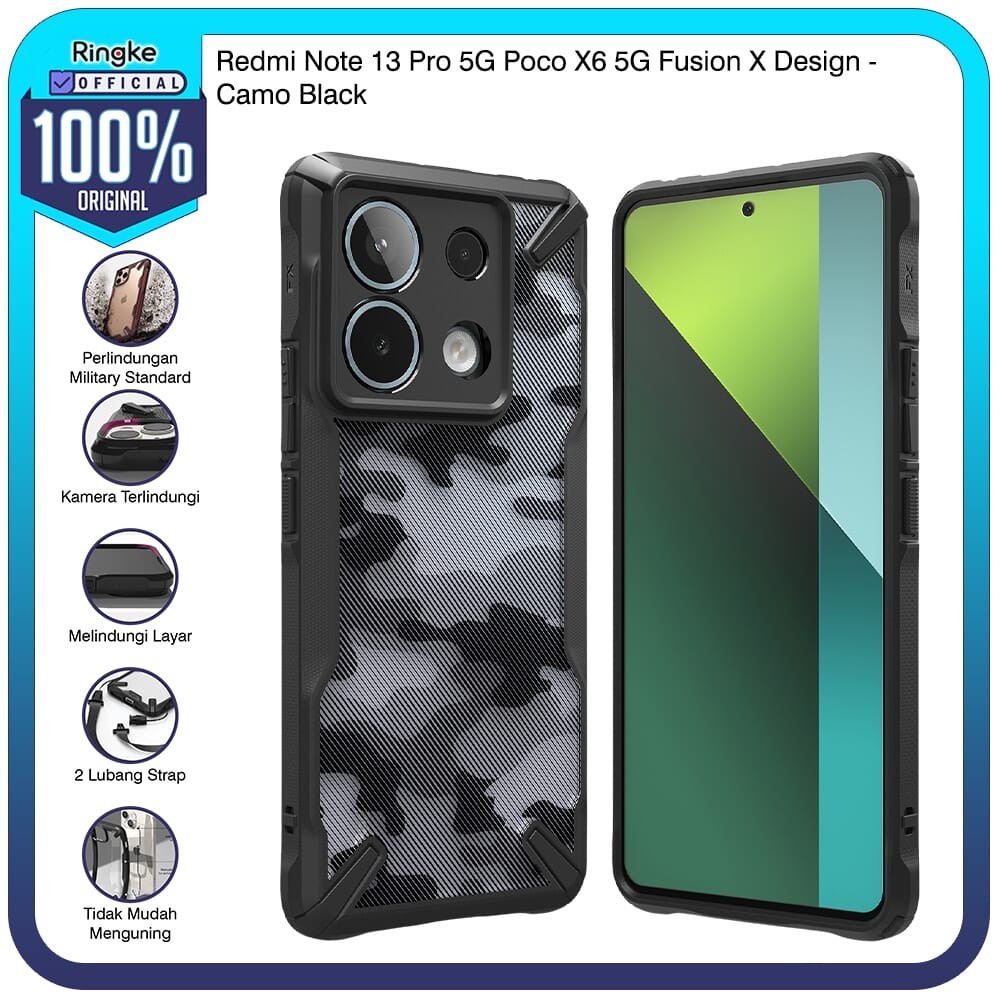 Casing Ringke Redmi Note 13 Pro 5G / Poco X6 5G Fusion X Camo Black