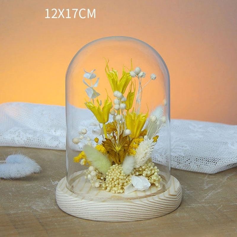 INCHOI Bunga Dekorasi Kaca Eternal Flower Dome Glass Cover AR27 Abu Artificial Kecil Gerbera Palsu P