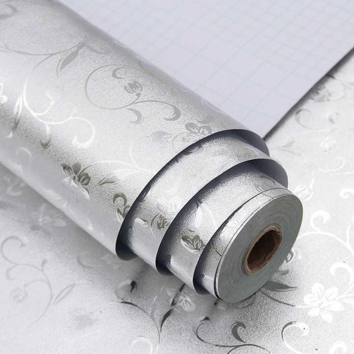 AWOO Wallpaper Aluminium Foil Anti Minyak Flower 200x60 cm 8502 Sticker Dinding Kamar Aesthetic Seti