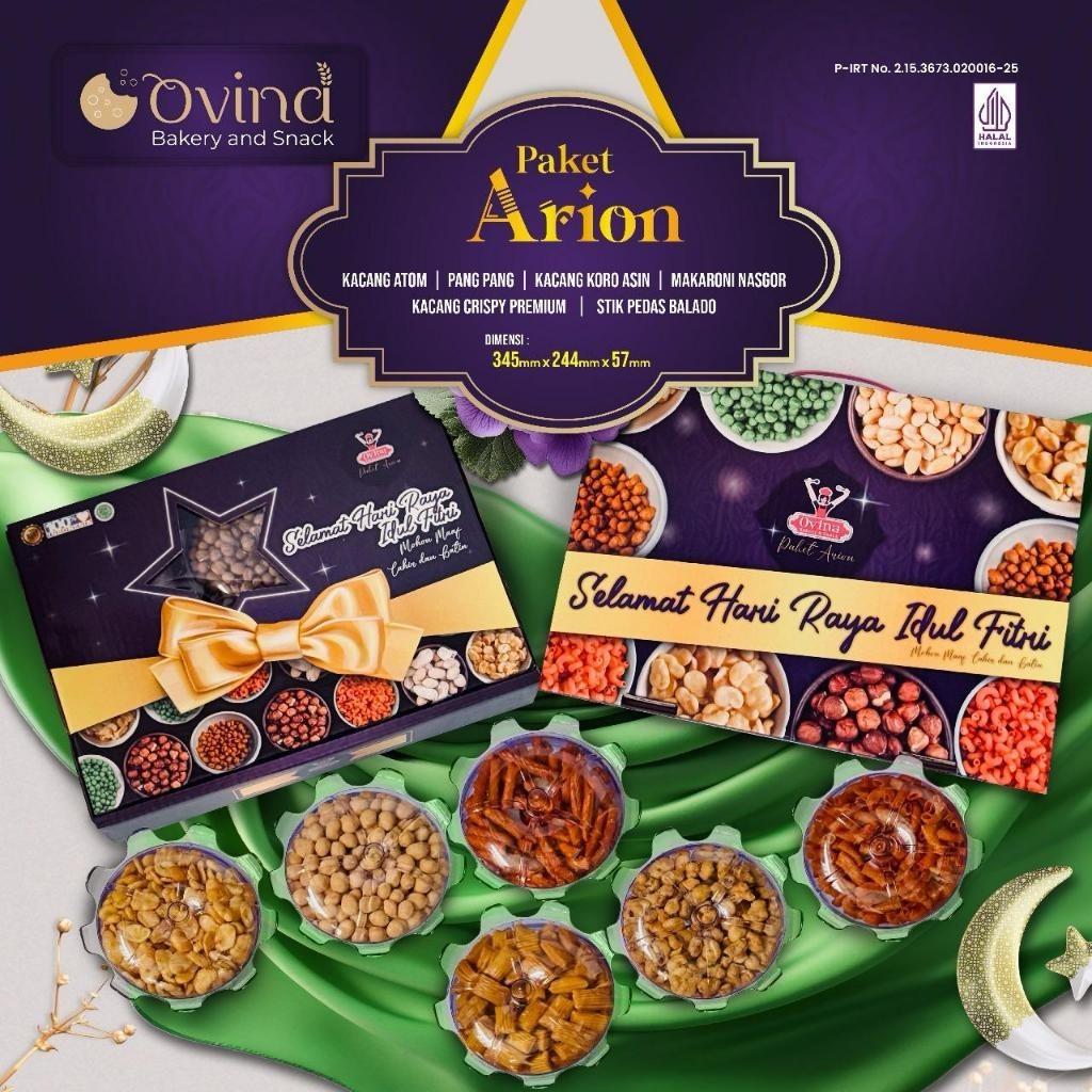 

MJS Ovina ARION Paket Kacang dan Snack isi 6 Toples/Hampers Lebaran/Paket Kue Lebaran