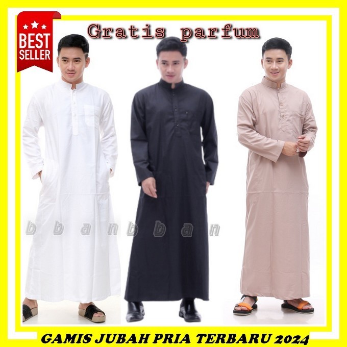 Atasan Pria Dewasa Kekinian Atsan Gami Jubha Pendek Big Size Jubah Al Badar Polyester Manset Gamis D
