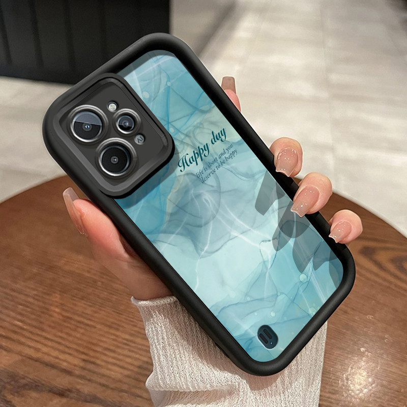 Casing Hp Realme C31 Cas sarung HP lembut cangkang lunak Casing pola noda mawar Kesing paket penuh A