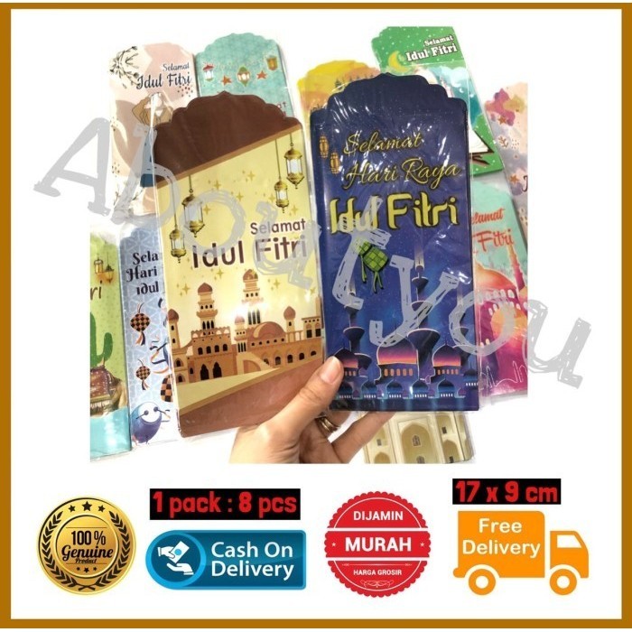 

Limited! Grosir 8pcs Amplop Lebaran JUMBO Angpau Idul Fitri Besar motif Islamic New