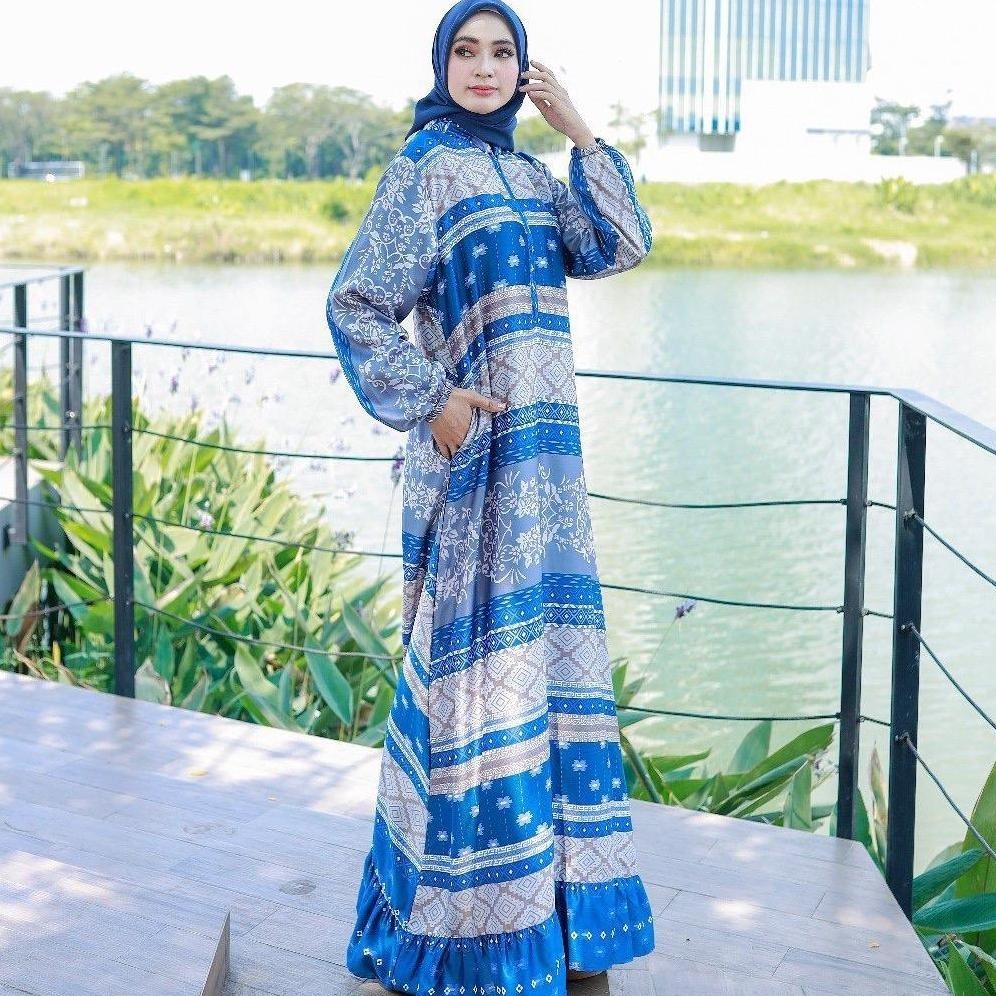 warna warni brand Gamis pesta laika Maxi Motif gamis trendy busui frendly/baju lebaran 2024 couple k