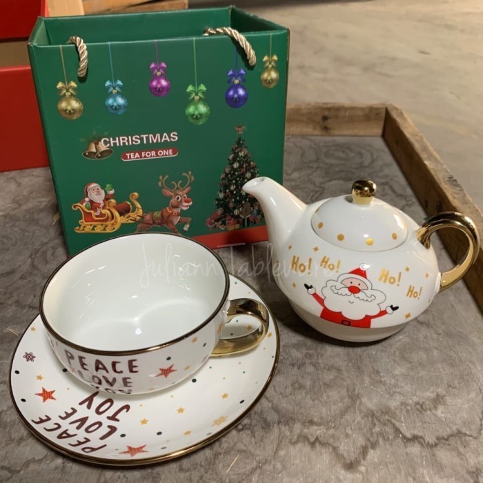 

2In1 Teapot Cangkir Keramik Set Christmas Hadiah Hampers Natal Giftbox