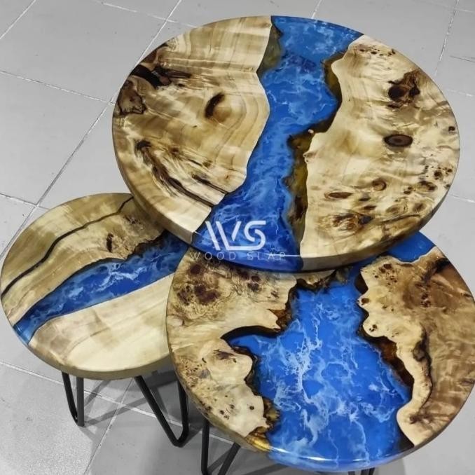Meja Cafe Coffee Table Resin Kayu Jati Vallenteduh