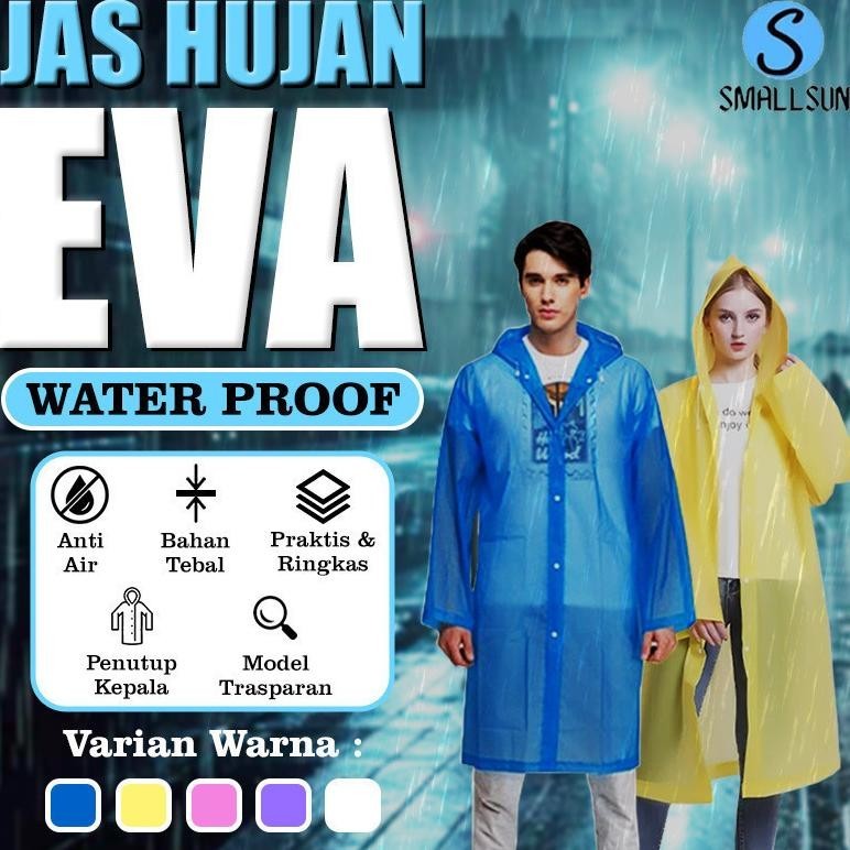 (SS) Jas Hujan Eva Korea Raincoat Bahan Tebal Motif Polos Dewasa Remaja Unisex Wanita Pria