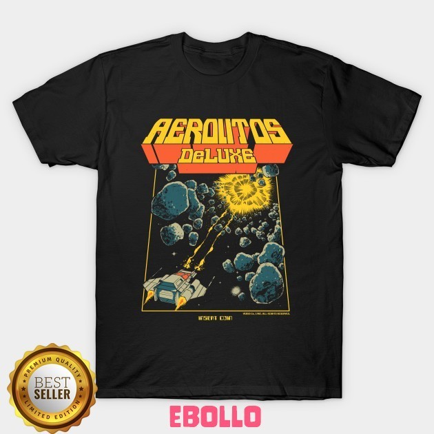Baju Kaos Tshirt Aerolitos Arcade Arcade Gane Asteroids Deluxe Video Game Distro Cotton Combed Premi