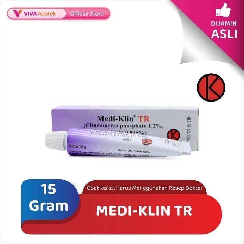 Medi-Klin TR Gel / Clindamycin / Tretinoin / Jerawat (15 Gram)