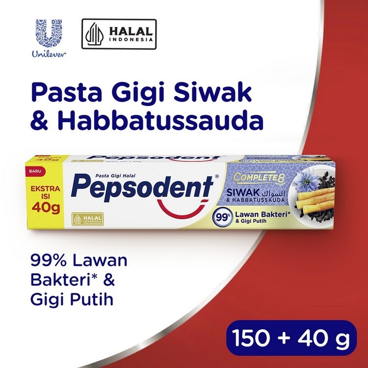 Pepsodent Pasta Gigi Complete 8 Siwak & Habbatussauda 190 g
